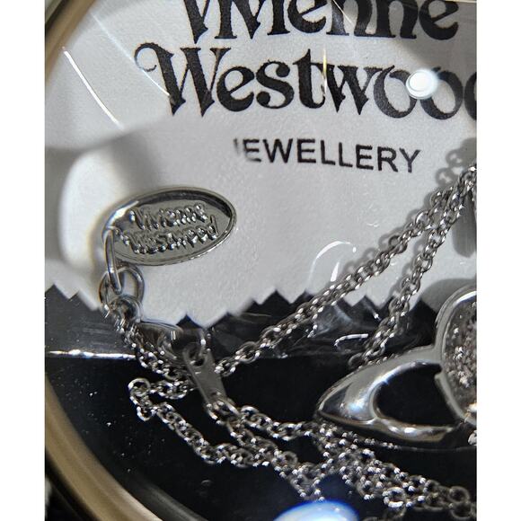 Vivienne Westwood Necklace Large Orb Heart Silver Black - Picture 7 of 8